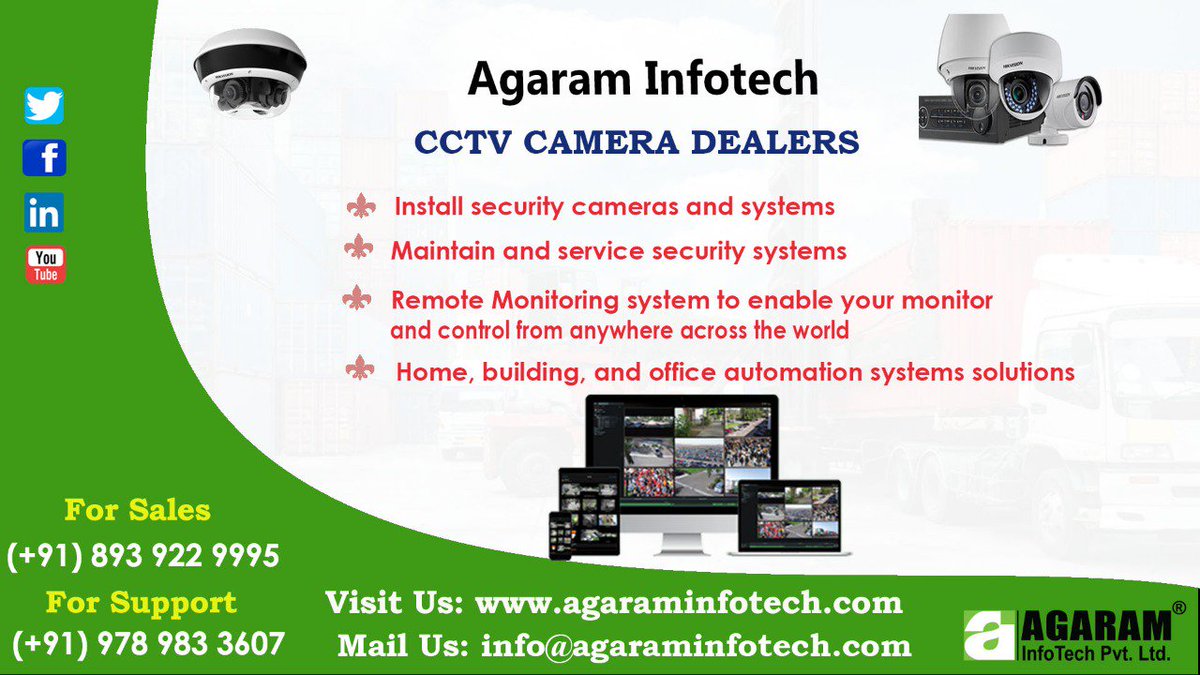 AgaramInfoTech's tweet image. Agaram InfoTech Chennai provides latest Technology CCTV camera installations and Video ... Software Development Company Chennai ... Agaram InfoTech the trusted name amongst CCTV camera dealers in Chennai offers customized ...

#CCTV #Camera #AgaramInfoTech #Dealers