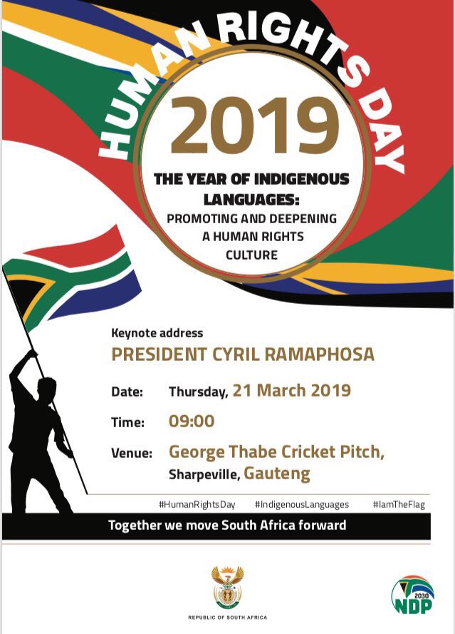 llmediaza's tweet photo. Tomorrow, 21 March 2019, the nation is commemorating the tragic lost 69 lives during the brutal massacre in Sharpeville.

The event will take place at
📍 George Thabe Cricket Pitch, Sharpeville

An initiative brought to you by @ArtsCultureSA https://t.co/EMayM9cqvM