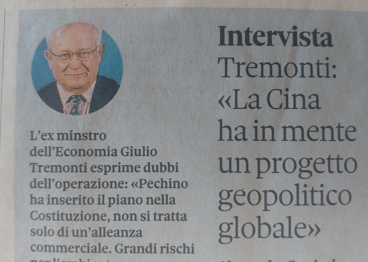 RiskControlnews's tweet image. #Tremonti 'La Cina ha in mente un progetto geopolitico globale', bhe più o meno come in #Italia dove si litiga anche per fare il tunnel del bruco mela...
