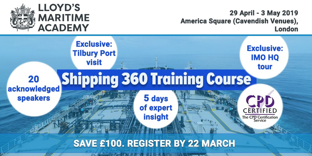 LMA_DL's tweet photo. Everything you need to know about #shipping. Join us for our 20th annual #Shipping360 Training Course. Book by Friday 22 March, to save up to £100: https://t.co/Kyn1Q1p0Xh #Maritime https://t.co/2JvlXbPUzO