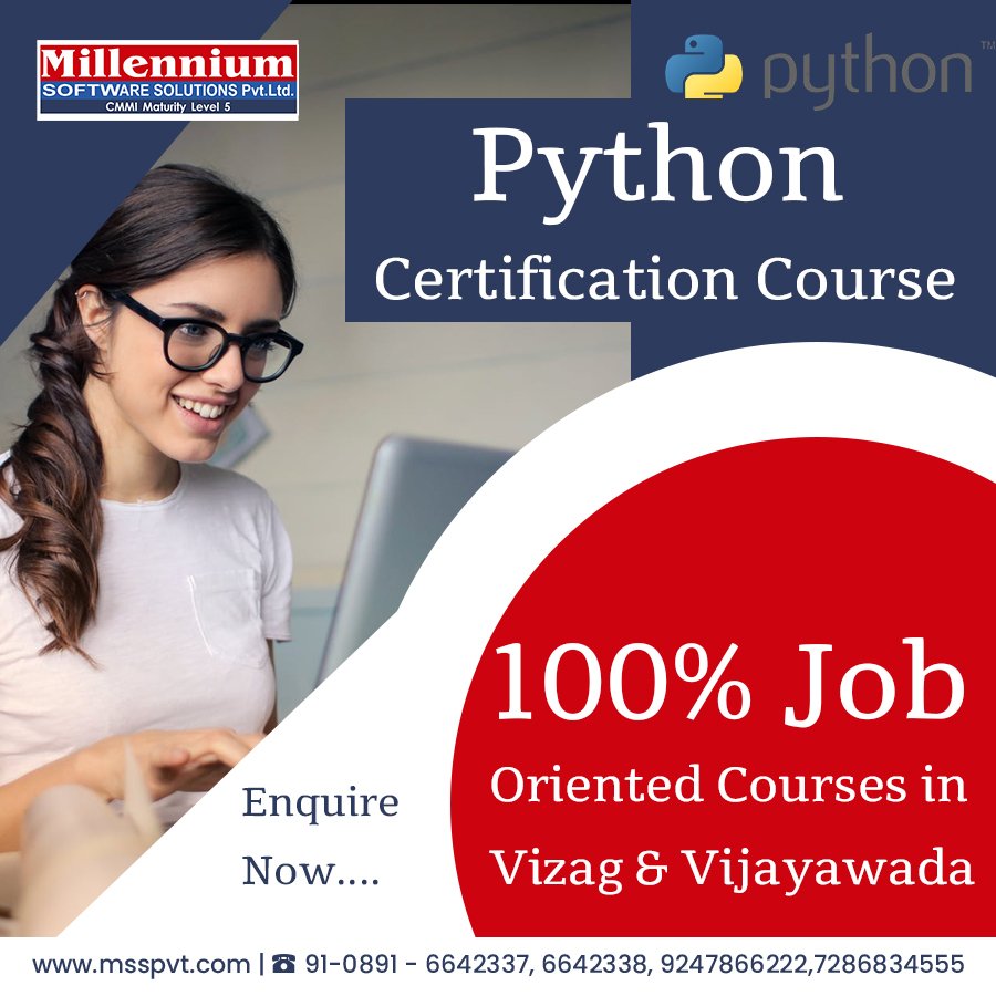 MillenniumSoft4's tweet image. Best #PythonCourseTrainingInstitute in Vizag, Vijayawada :- #MillenniumSoftwareSolutions
Attened Live Demo Classes by Real Time Industry Experts.
Call Us: msspvt.com/Main/contactus
Phone Number:0891 - 6642337,38,9247866222, 7286834555
#DigitalMarketing, #Java, #DOTNet,