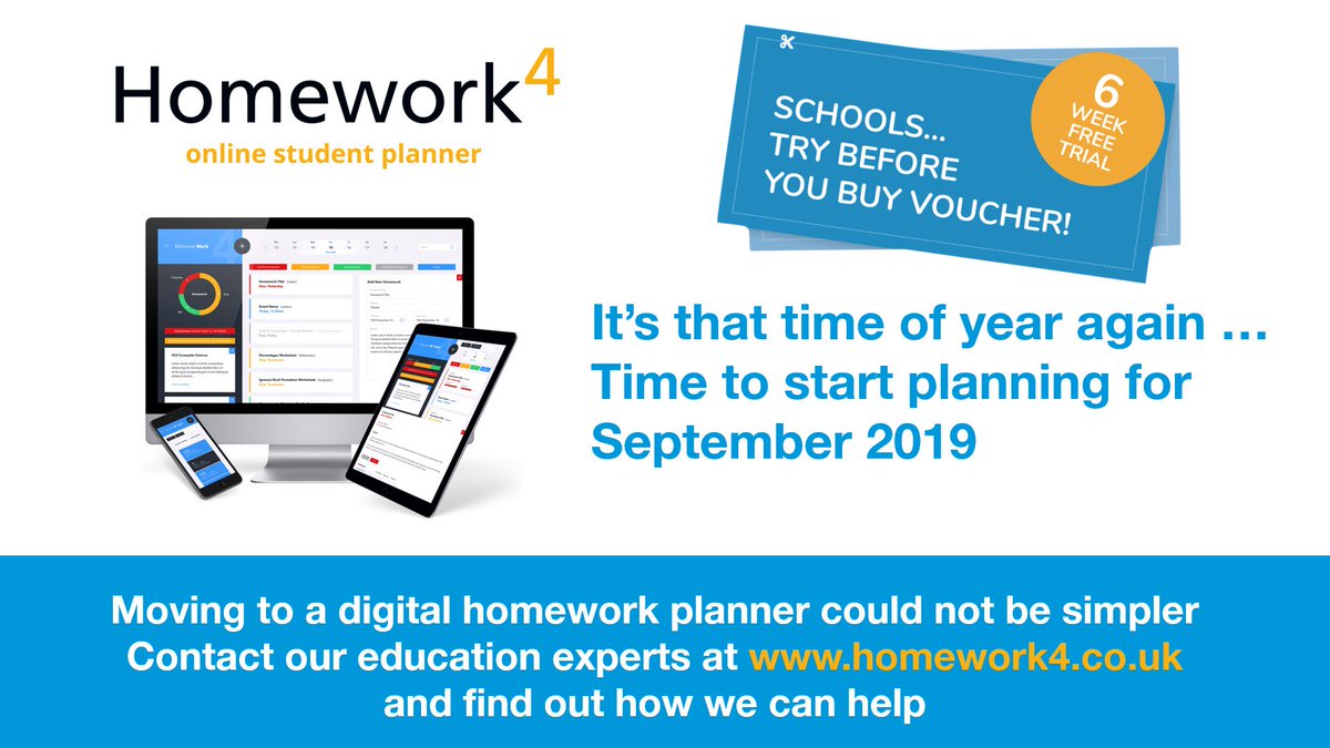 homeworkfour's tweet photo. It's that time of year again...So why not take advantage of our 6-week free trial to test out Homework4 for yourself and see how our digital homework planner will help with homework in your school! Intuititve - Reliable - Affordable. https://t.co/tZ7l6Nv8g5 https://t.co/Ecf4ahuyyu