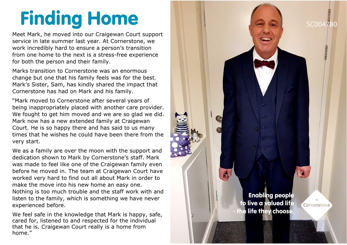 CS_northshire's tweet photo. Meet Mark!👋🏻 Last Summer, Mark moved into our Craigewan Court Housing Support Service. Sam, Mark’s sister has kindly shared their journey with Cornerstone which you can read below.💫😊
#LocalCornerstne | #ValuedLife | #Home https://t.co/5iZrryIyBf