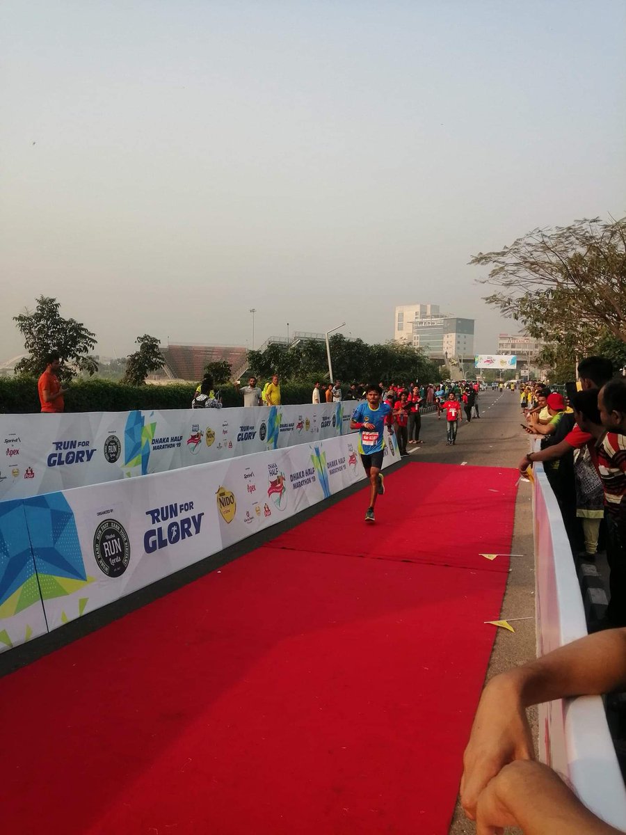 HossainSnigdho's tweet photo. My 1st Road Half Marathon... 
Dhaka Half Marathon 2019
Finished in 1 hour 29 min.
#2ndRunnerup
#RunforHealthyBangladesh
#running #runnerscommunity #runner #run #runshots #runnerslife #marathontraining #marathon #marathonrunner #runhappy https://t.co/wKnePULmaV