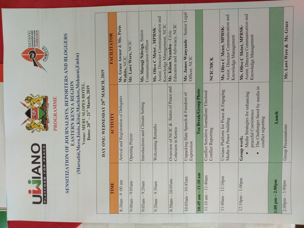 FredNyaga13's tweet photo. Happening now at Meru..sensitization of journalist, reporters and blogger's, Eastern Kenya region..
#stopnegative ethnicity https://t.co/RM7rf9biBX