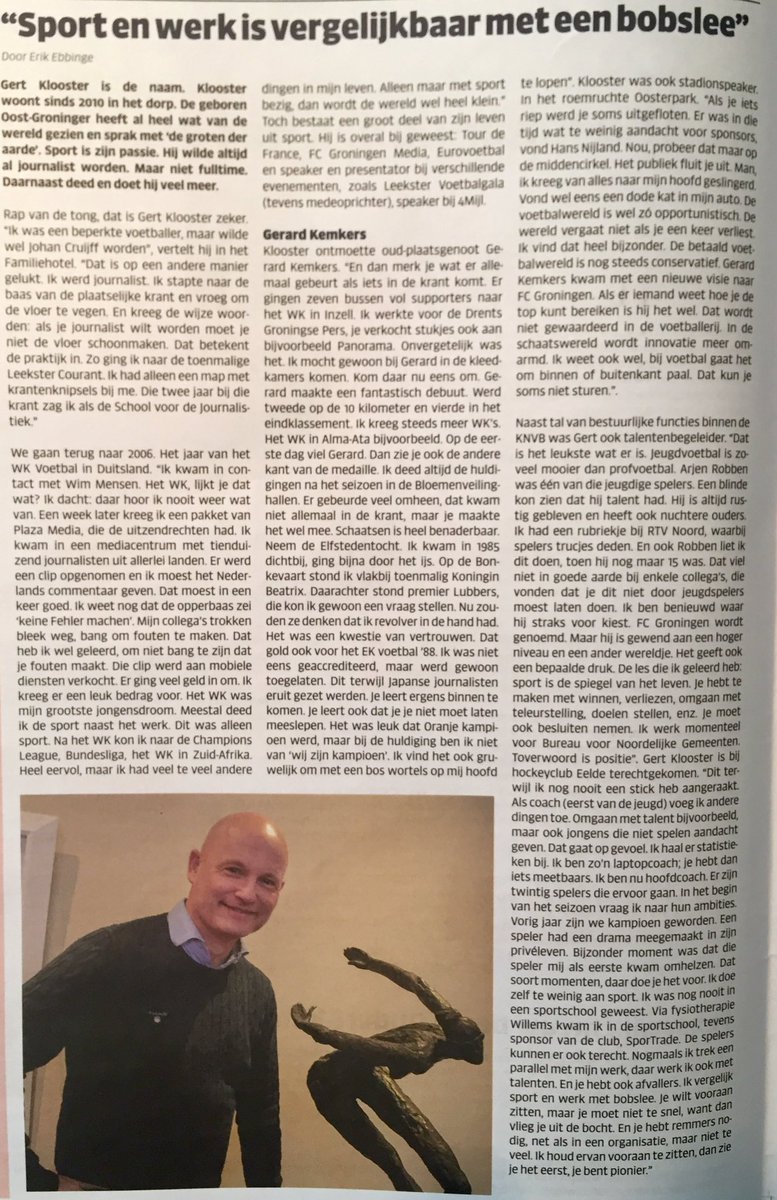 GertKlooster's tweet photo. Zo schrijf je het jarenlang (en lang geleden) zelf, en vele jaren later wordt er ineens een #interview met je zelf in de #krant gepubliceerd 😊 https://t.co/NhcTC01HLu
