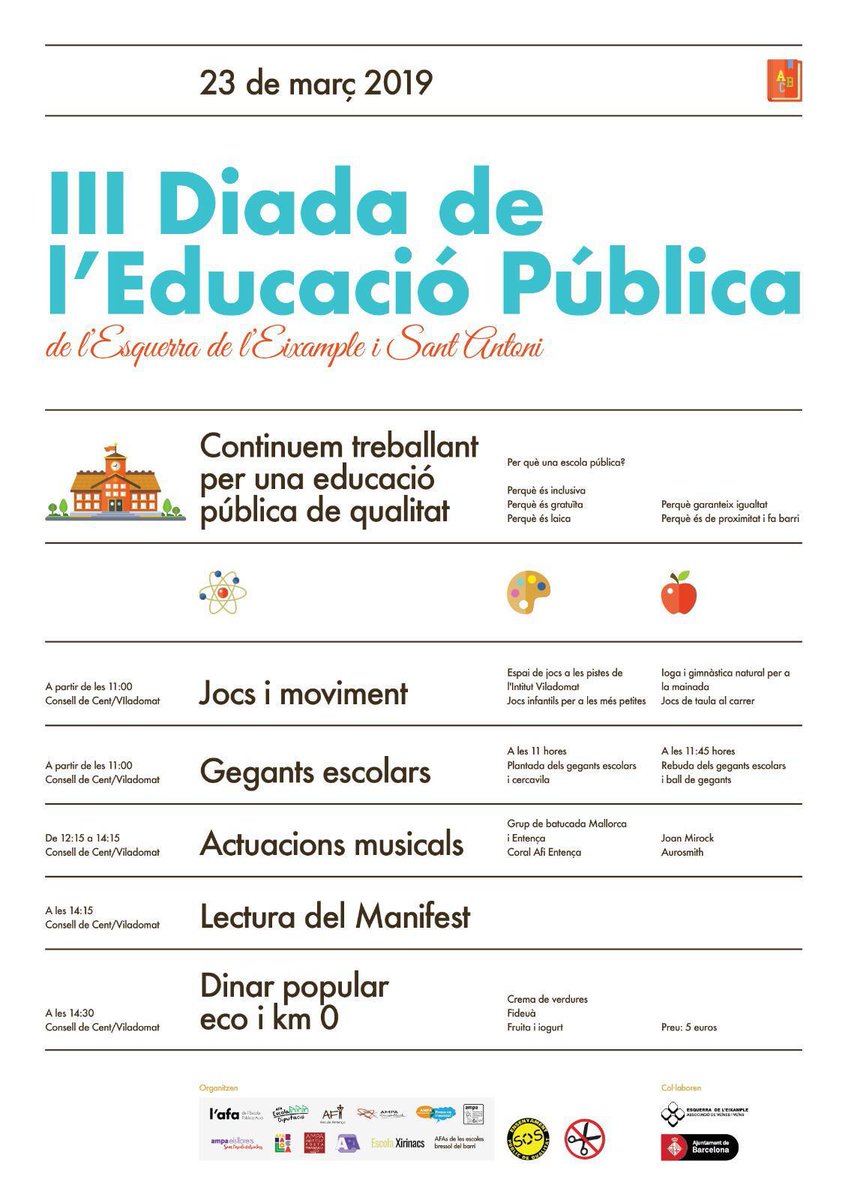 StopBolets's tweet photo. Dissabte totes i tots a la diada de l'Educació Pública!
Demostrarem que l'educació, serà pública, o no serà... I que no volem bolets! #stopbolets #ElsLlorers https://t.co/lKjFOwdnth
