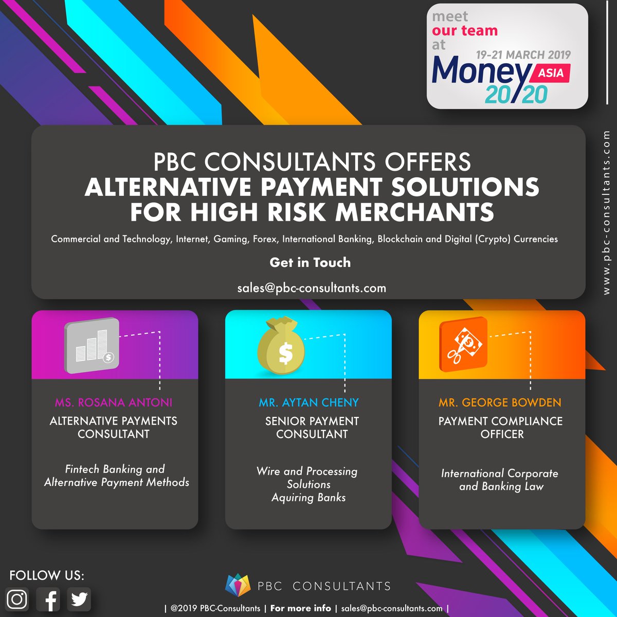 ConsultantsPbc's tweet photo. Meet our payment experts at @money2020 Asia today! 

#money2020 #money2020asia #openbanking #merchantaccounts #payment #paymentservices #paymentprocessing #fintech #blockchain #bitcoin #finance #banking #crypto #business #investments #payments #cryptocurrency #ico #consultancy https://t.co/CXqX5b3uYt