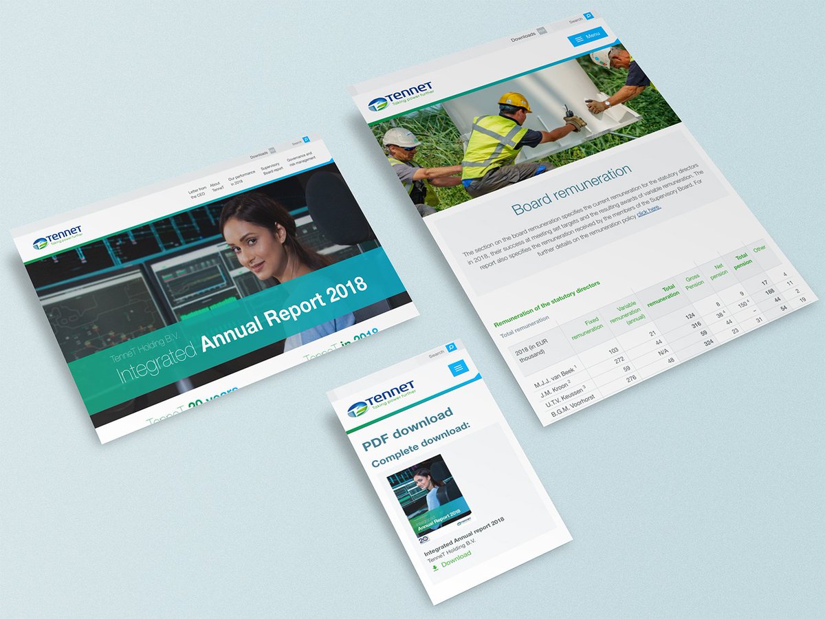 PolderKnowledge's tweet image. Als partner van DartGroup (dartgroup.nl) hebben we ook dit jaar weer de technische realisatie van het online jaarverslag van TenneT mogen verzorgen.
 
TenneT Annual Report 2018: lnkd.in/dQrsCPz