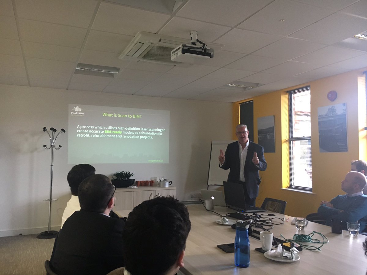 D.Long @Platinum_3D explains why #surveycontrol is important and what #scantoBIM is: ”..a high-definition laser-scanning process to create #BIMready models...” #BIMbreakfast #BIMRegSW