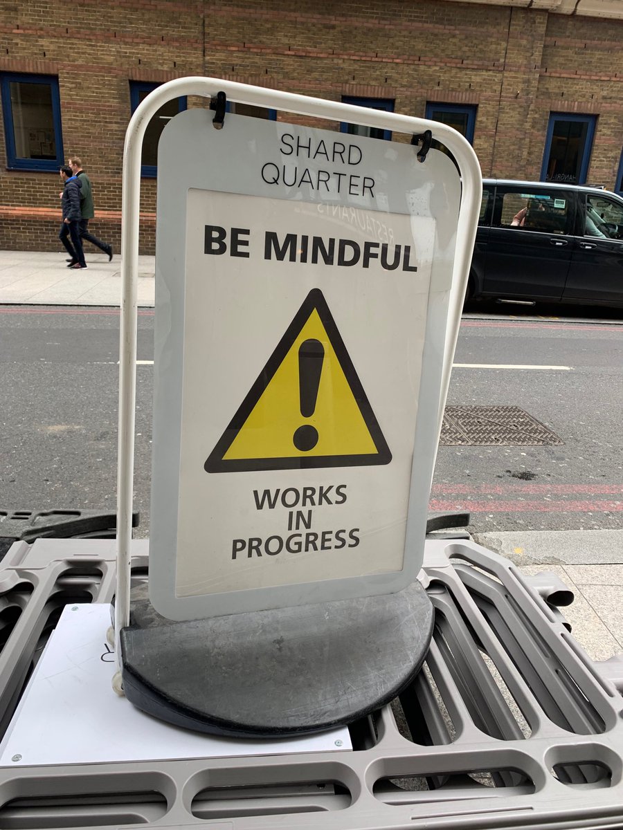 Hard to know how to interpret a sign like this these days. Do they mean ‘focus on your breathing and let thoughts pass like clouds’ or ‘watch out, really heavy things might fall on your head’ ?