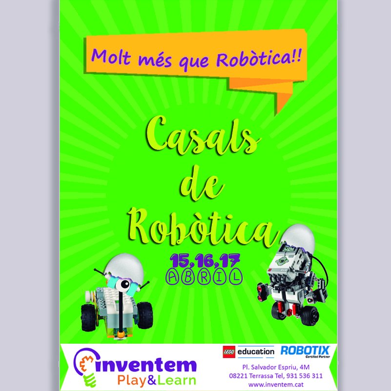 InventemPandL's tweet photo. #CASALS i TALLERS innovadors i divertits de #robòtica educativa per Setmana Santa a INVENTEM #Terrassa
Construirem i programarem #robots #artistes 🖍🎨🎼
👫Per nen@s i jov@s de 6 a 14 anys
Us esperem!
#somdeconnec #robòticaeducativa
https://t.co/qjbRDgt1zq
terrassa@inventem.cat https://t.co/tmcc0SJZ2Z