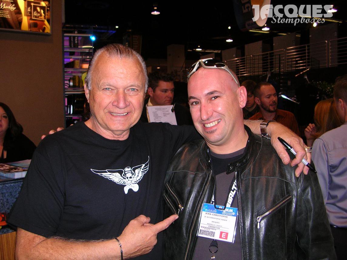 jacquespedals's tweet photo. We  are very sad to hear about the passing of Dick Dale ... He was a legend  and a very nice man. He was very kind to talk about guitar tone with us  when we met him some years ago and we took a pic with our guitar demo  man Jean-Christophe. #ripdickdale https://t.co/awDJUuqtyk