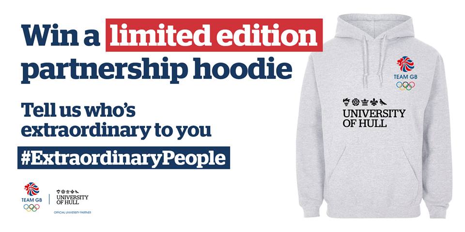UniOfHull's tweet photo. Fancy getting your hands on one of 15 hoodies given away in celebration of our partnership with @TeamGB?

Just RT and reply telling us who is extraordinary to you for your chance to #win! 💬 Good luck!

#ExtraordinaryPeople #FindYourExtraordinary https://t.co/r1iwsm8TNx