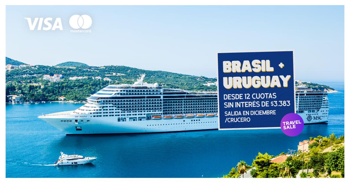 #TravelSale ¡Asegurate el próximo verano en las mejores playas 🏖! Disfrutá Brasil y Uruguay ☀ con este crucero con todo solucionado 🛳 ¡Salidas desde Diciembre a Marzo de 2020 😎 en 12 cuotas SIN INTERÉS 💳! 👉goo.gl/fSYKP5