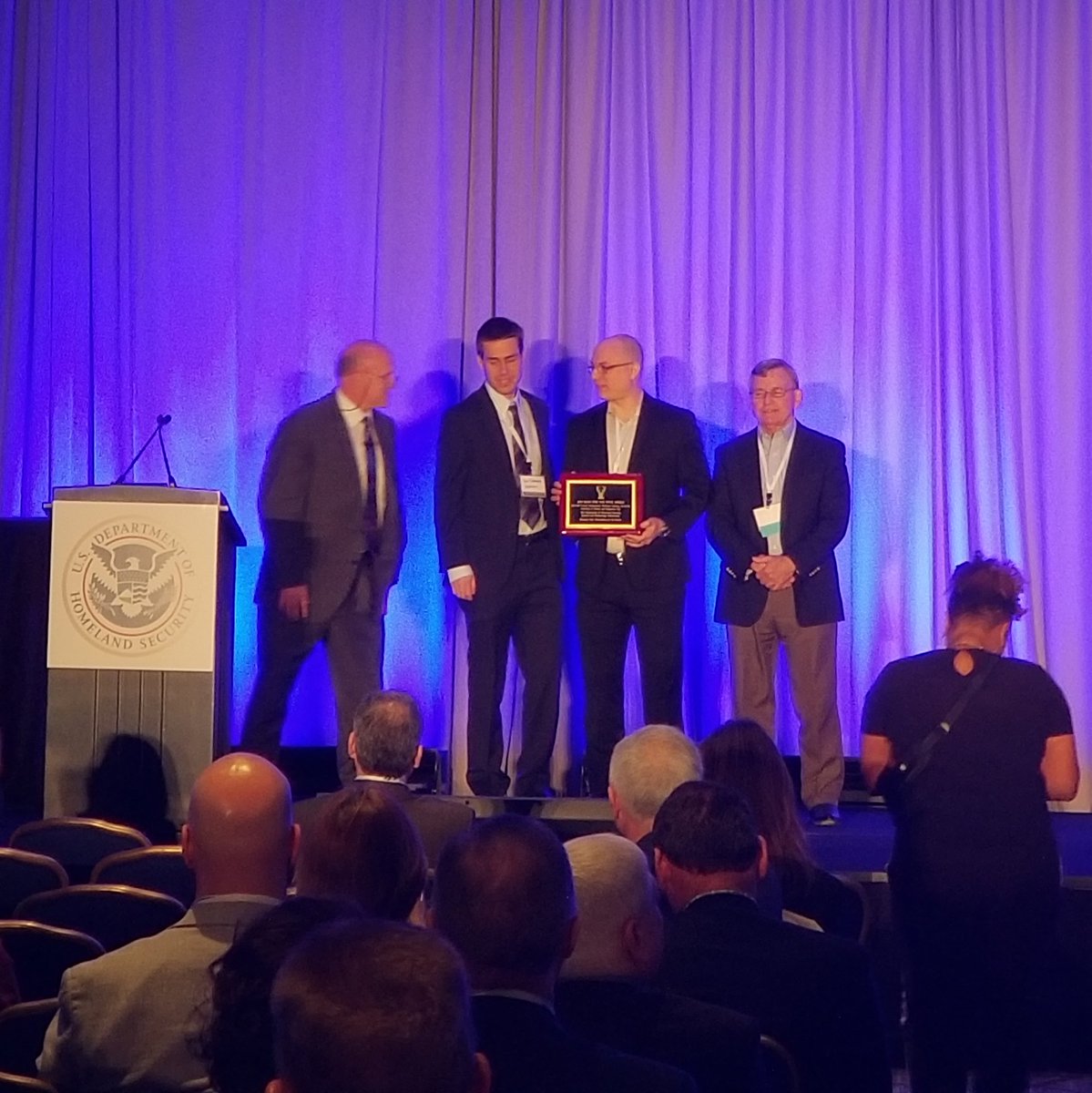 CIRI_ILLINOIS's tweet photo. CIRI and @kryptowire received the DHS Best Bang for the Buck award yesterday at the #scitechshowcase for work on an automated system that detects prepositioned cyber-threats in mobile applications, critical infrastructure technologies, and more. https://t.co/SxxerEIRbI https://t.co/hU9veeLFhS