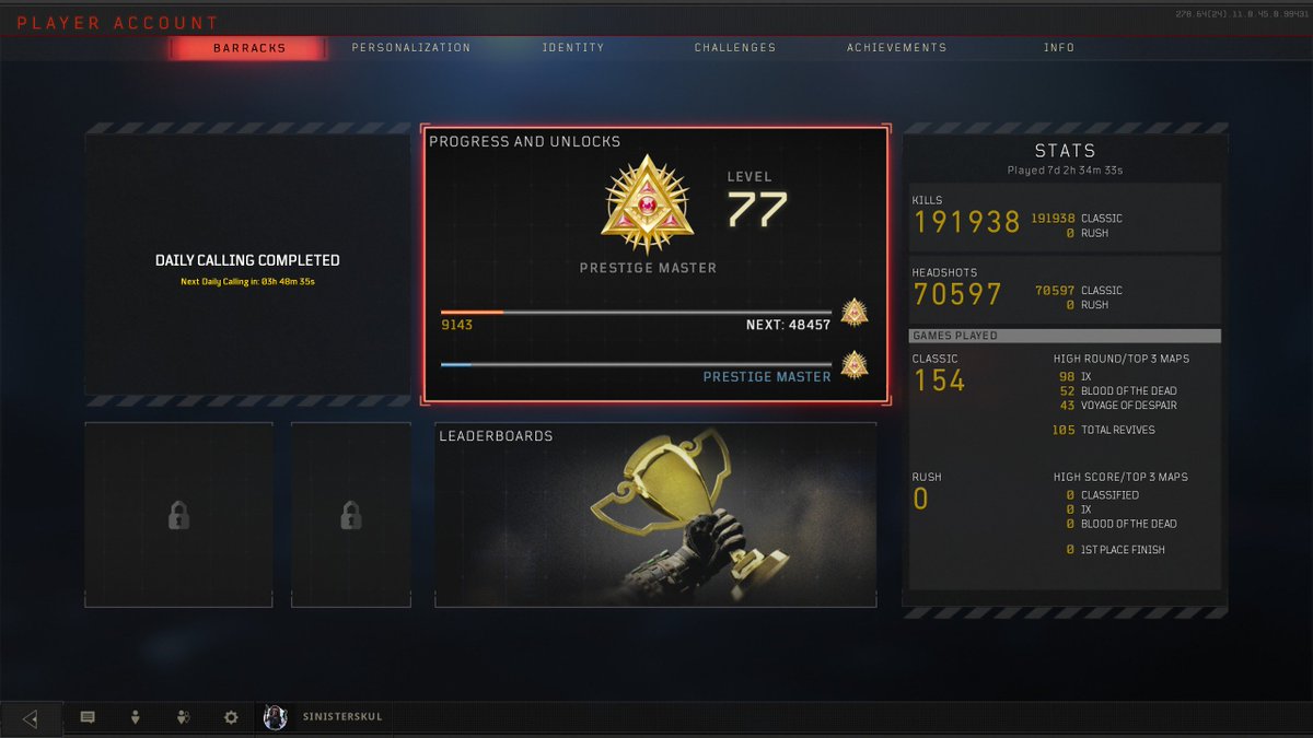 SinisterSkulll's tweet photo. Just hit 605k combined zombie kills across every platform @Treyarch @CallofDuty #BlackOps4 #CodBlackOps4 #codbo4zombies #blackops4zombies #zombiekiller #legendofthenorth #realgamegenie #zombieveteran #sinisterskull #sinisterxskull #twitchaffiliate #CallofDutyBlackOps4 https://t.co/Fh9qeg6Bbw