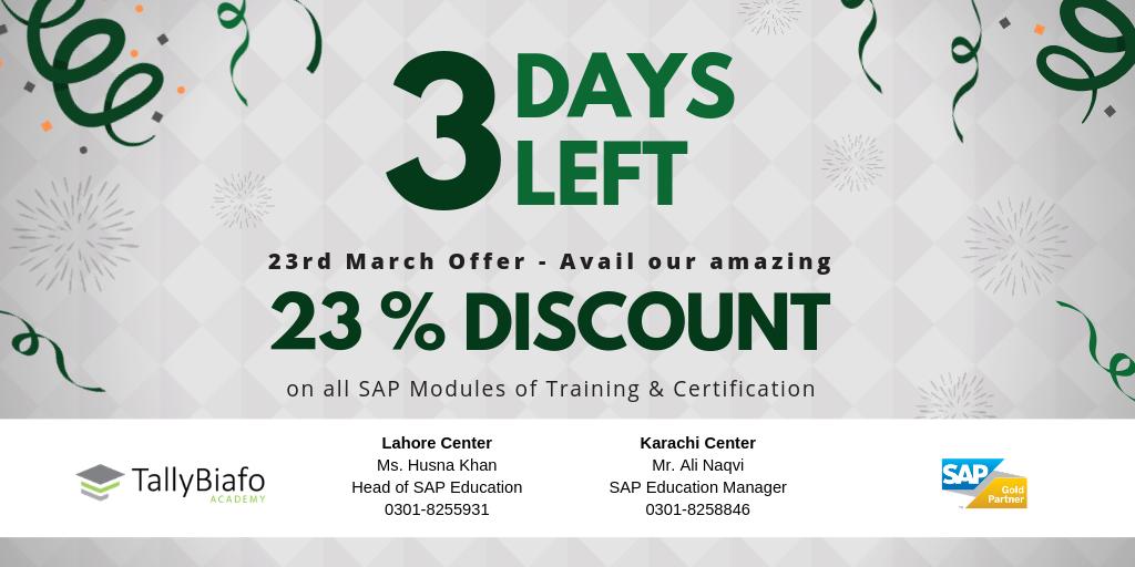 TallyMarks_TMC's tweet photo. Only 3 days are left to avail our amazing 23% discount offer!
For More Information visit : https://t.co/8VgEvcg6Gb Or contact;
#Lahore & #Karachi 0301 8255931 , 0301 8255928
#TallyBiafo #ResolutionDay #offer #SapEdu #LearningHub #sapPakistan #sapCertification #sapTraining https://t.co/0uS605JVjX