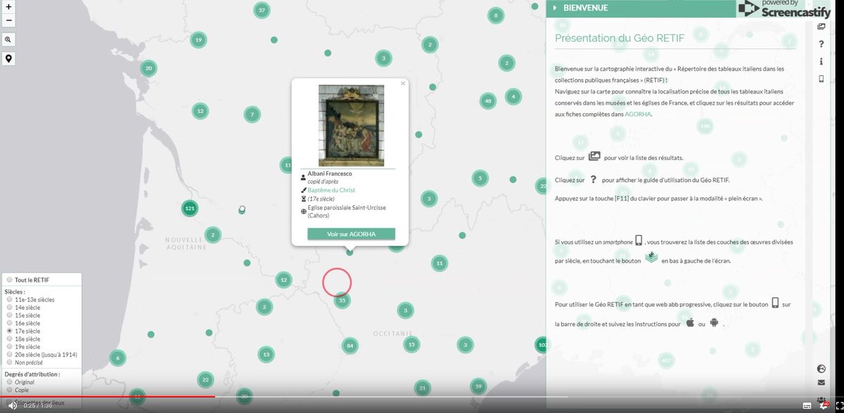 INHA_Fr's tweet photo. #GeoRETIF permet de se localiser et d’observer sur une zone précise ces tableaux. Vous pouvez aussi explorer la base notamment grâce à des filtres liés aux siècles de création puis accéder à la notice complète des œuvres dans #AGORHA. Voir la démo ➡️ https://t.co/qL0nPAJUxW https://t.co/51Dzq05NUI