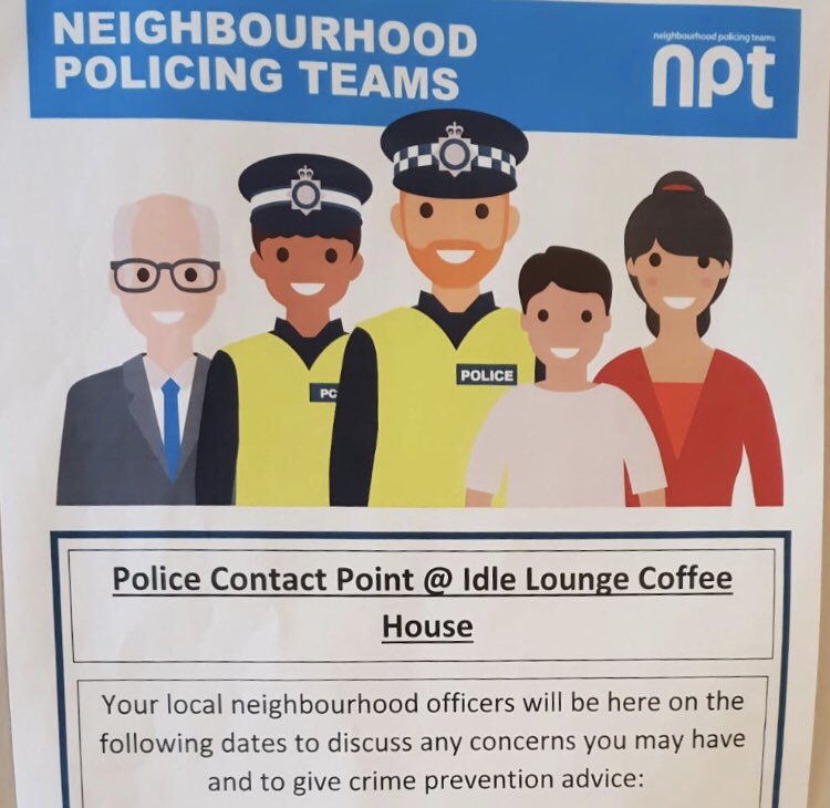 idlecoffee's tweet photo. 🔴DATE CHANGE🔴

FRIDAY 29TH MARCH@10.30am
#crimeprevention #neighbourhoodpolicing #westyorkshirepolice #policingbradford #coffeeshop
#contactpoint #listeningtoyourconcerns #PolicingBradford @WYP_BradfordE @wyp_inspcollins https://t.co/dNApKLo6HX