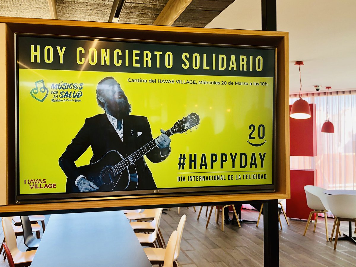 Havas_ES's tweet photo. Hoy en Havas Village Madrid celebramos el #DiaDeLaFelicidad con un concierto solidario de la mano de Músicos por la Salud @Mporlasalud #HappyDay #MeaningfulProjects https://t.co/9JAdFXnark