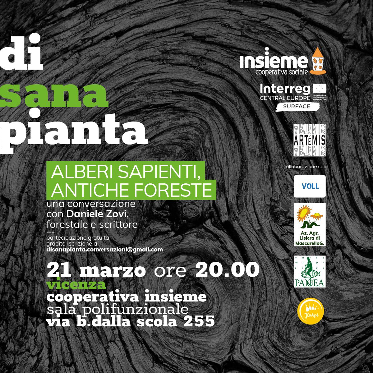 DanieleZovi's tweet photo. Vi aspetto domani giovedì 21 marzo alle ore 20 alla Cooperativa Insieme di Vicenza alla rassegna “Di Sana Pianta”. #disanapianta #danielezovi #alberisapientianticheforeste #utetlibri #giovedì #21Marzo #vicenza #libri #lettura #ambiente #piante #boschi #alberi https://t.co/mNxZT4gMVy