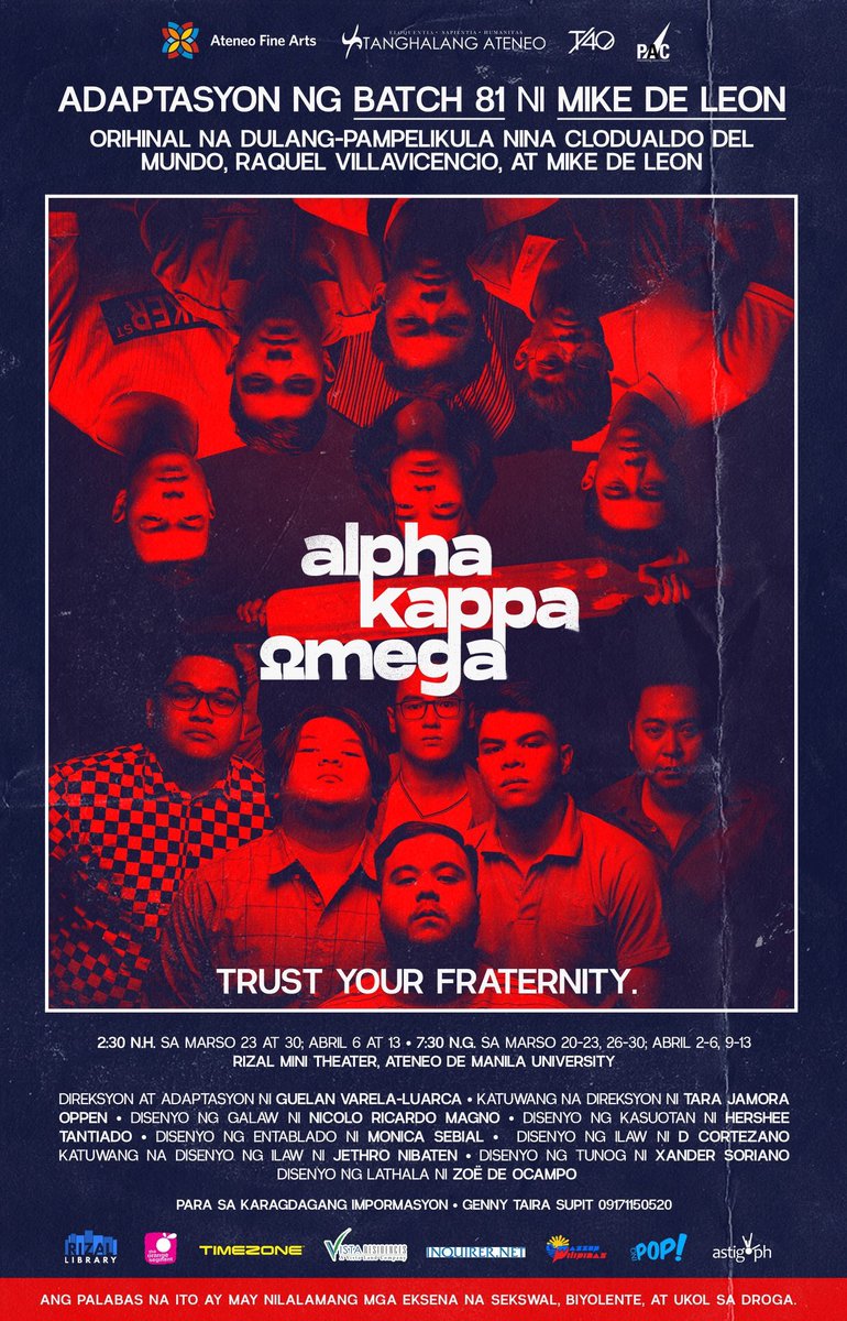 konsevius's tweet photo. "ALPHA KAPPA OMEGA" is OPENING TONIGHT #AKO #TA40 your boy is an ensemble member! 💯💯💯✨✨✨ https://t.co/A5NKuxzWKN