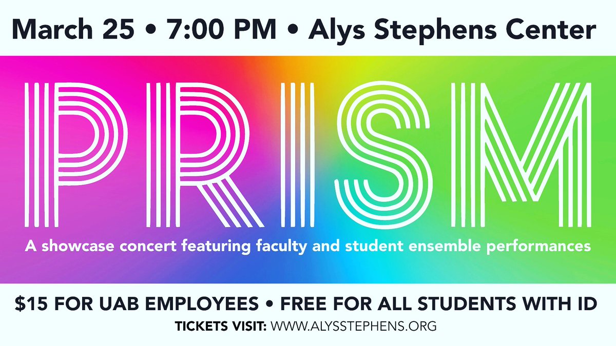 Featuring a showcase of faculty, students, chamber-concert choir, gospel choir and instrumental ensemble performances. This showcase of the wide range of musical performance by the UAB Department of Music is not to be missed. Call 205-975-2787 for tickets.