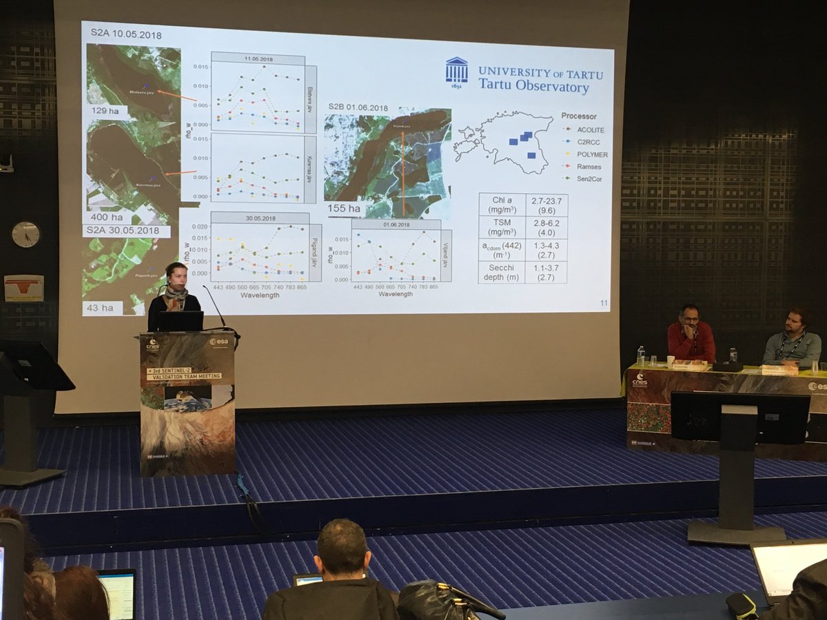 EOMORES_H2020's tweet photo. Ave from Tartu Observatory presented results from validating #Sentinel2 satellite data and various atmospheric processors over inland and coastal waters at the #S2vt meeting @unitartu https://t.co/rBGTNZNn5S