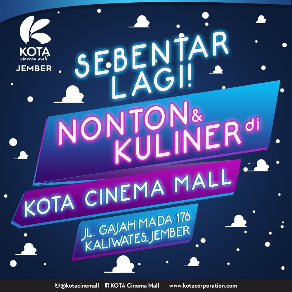 Hello JEMBER are you ready ??? Kota Cinema Mall akan hadir di JEMBER Jl.Gajah Mada 176 Kaliwates 😍😍😍