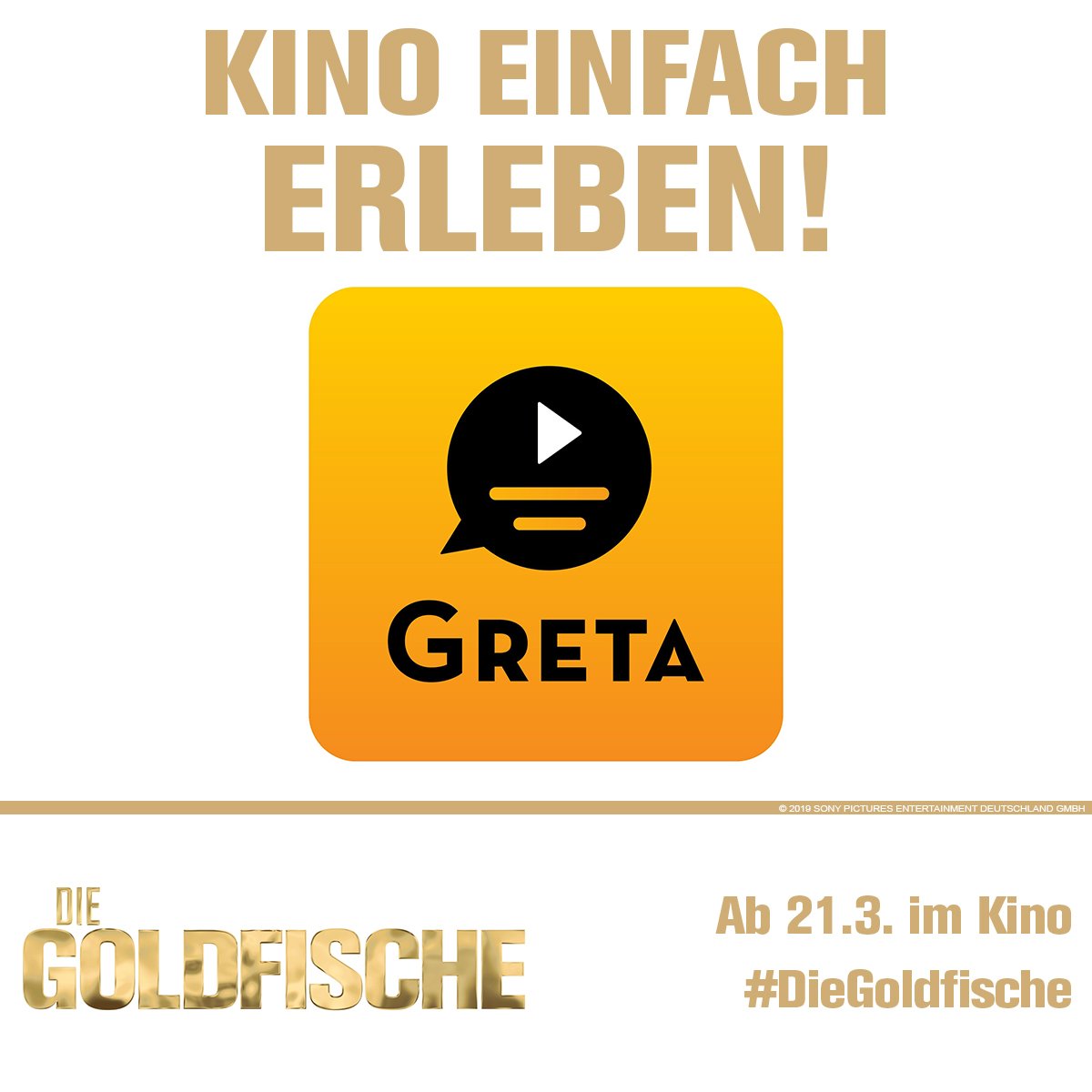 SonyPicturesDE's tweet photo. Filmspaß für alle! Mit der kostenlosen @GRETA_App können blinde und gehörlose Kinofans mit Untertiteln und Audiodeskriptionen unsere Komödie #DieGoldfische genießen. Die Goldfische – ab morgen im Kino! https://t.co/L42otKbuQp