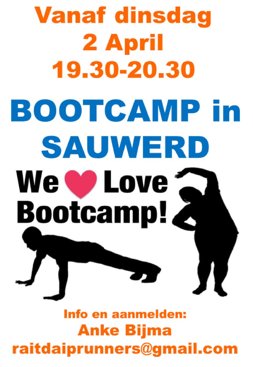 Kom naar de bootcamp in Sauwerd! Lekker buiten actief bezig zijn. Geef je op! #fit #bootcamp2019