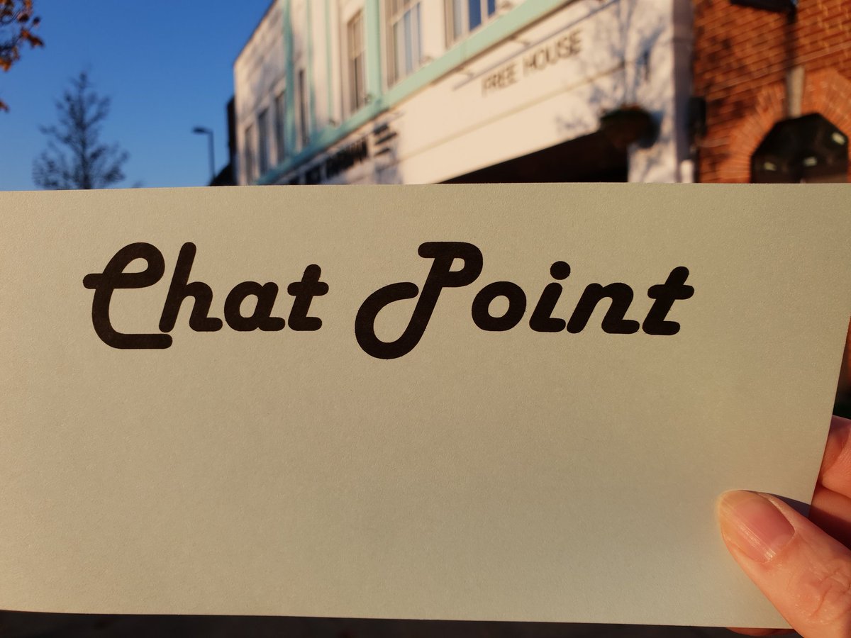 Ange1ica's tweet photo. Come and join me at the pop-up Chat Point on the bench outside Wetherspoons/Choices in Horley at lunchtime today between 1.30pm and 2pm. If you are feeling stressed, depressed or just need to talk then come and say "Hi!".
#goodtotalk #beatdepression #popupchat #chatpoint #chat https://t.co/pqSsgfzuZ2