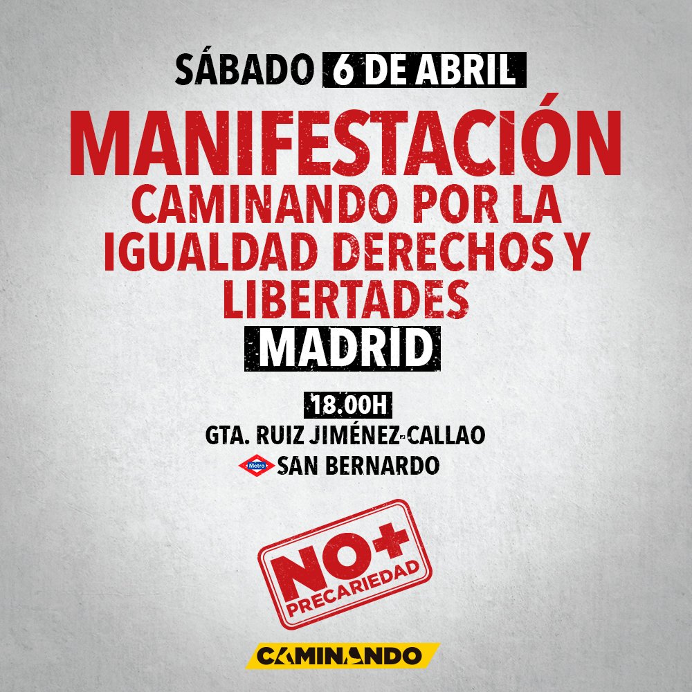 nomasprecario's tweet photo. Desde @nomasprecario apoyamos la manifestación #HaciaEl6ACaminando donde cientos de colectivos y organizaciones nos uniremos para exigir igualdad en derechos y libertades, una vida digna, los servicios públicos y un planeta limpio https://t.co/eEL0FKELWD