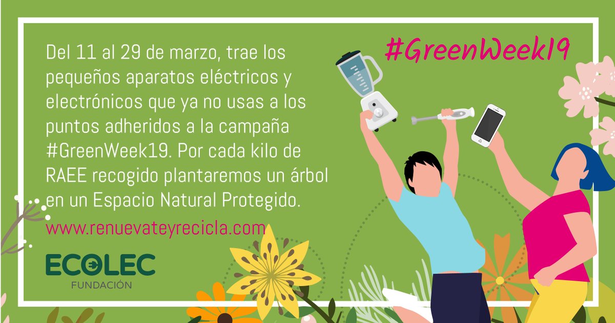 FundacionEcolec's tweet photo. ¡Bienvenida primavera! ¿Qué mejor forma de empezar la nueva estación que renovando nuestros #RAEE? La #GreenWeek19 es el momento perfecto para cuidar el medio ambiente a través del reciclaje. Esta primavera, #RenuévateyRecicla ¡Visítanos en https://t.co/DtxGxt3cTa! https://t.co/xWNcTVUyTf