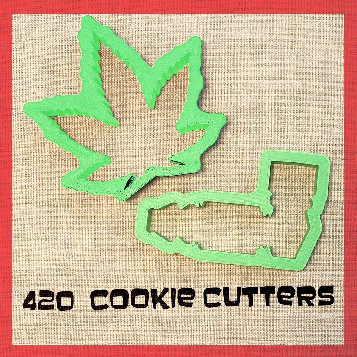 delukart's tweet photo. Excited to share this item from my #etsy shop: 420 cookie cutters set, pipe cookie cutter and marijuana leaf set. #housewares #plastic #3dprinted #cookiecutter #petgcookiecutter #pastrycutter #baking #food #cookie https://t.co/r7HQl9HvCF https://t.co/NOejOKwR0G