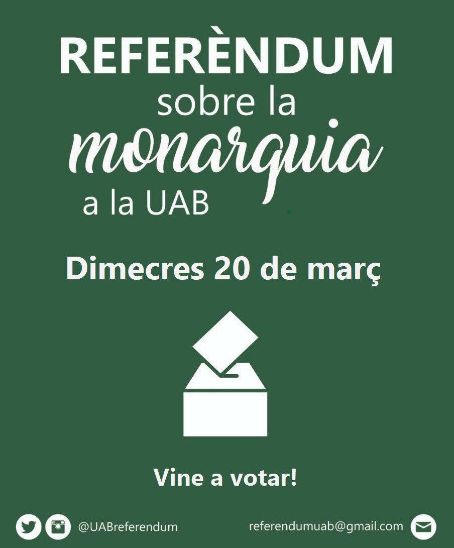 anticapiCat's tweet photo. Avui #20M arriba el @UABreferendum, totes les persones que formeu part de la comunitat universitària esteu d'enhorabona, podreu gaudir del sentiment de llibertat que dóna fer caure la corona ✊🏼✊🏼🔥🔥, perquè volem decidir-ho tot!!🙅🏻‍♀️🙅🏽‍♂️🙅🏼‍♀️🙅🏻‍♂️🙅🏽‍♀️🙅🏼‍♂️🙅🏾‍♀️ https://t.co/lxJCqKfVrO
