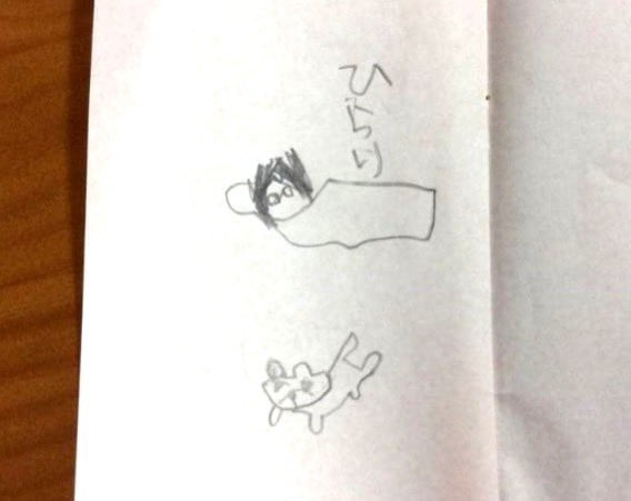 小さい読者さんが描いて下さったどてちんの絵を友人経由で頂きました🌸 すごくかわいい🌸 