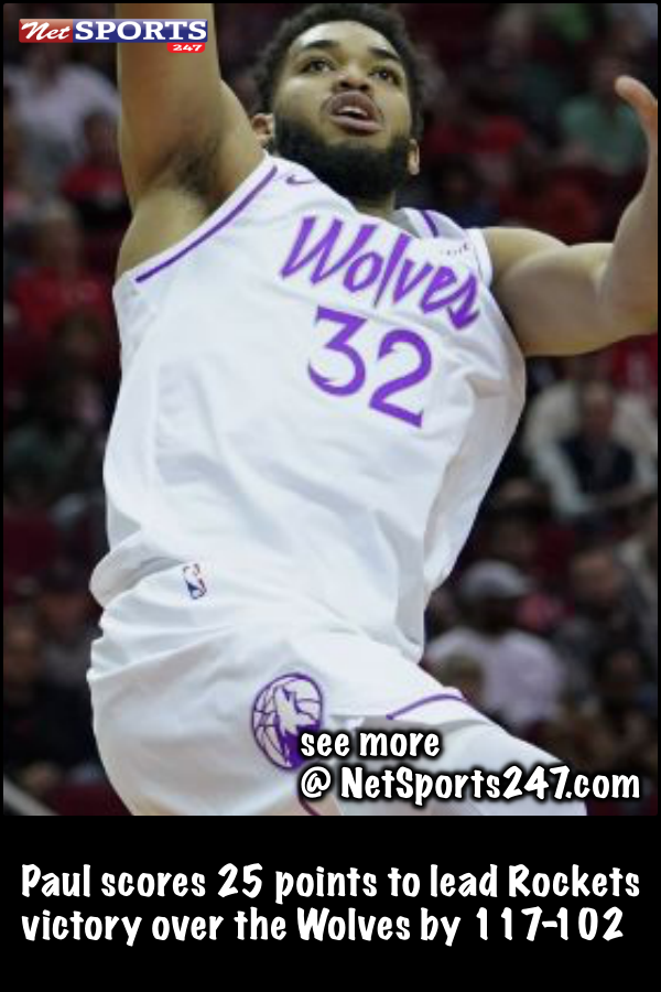 netsports247's tweet photo. Paul scores 25 points to lead Rockets victory over the Wolves by 117-102 - Net sports 247 https://t.co/CPl3CQOPpp #Paul #Rockets #Wolves #RocketsVSWolves #basketball #NBA #sports #player #game #sportsnews #active #score #athlete #crowd #netsports247 https://t.co/2zoDgS9stg