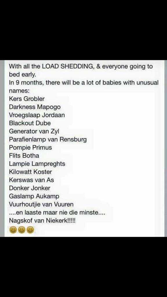 Have you got more names to add? #Loadshedding