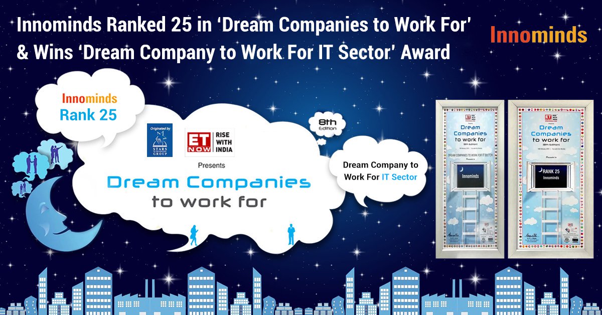 Innominds's tweet photo. We are glad to announce that Innominds has been ranked 25 in the “Dream Companies to Work For” in addition to winning the “Dream Company to Work For IT Sector” Award. #DreamCompaniesToWorkFor award by #WorldHRDCongress #ETNow. Read more: https://t.co/Bk2KF8bkpq https://t.co/zxk2EDQP1p