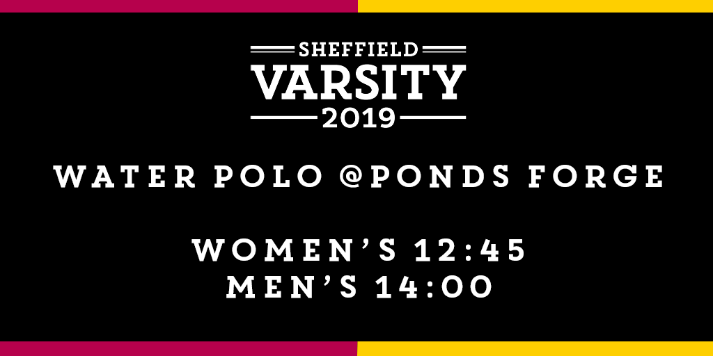 Don't miss your chance to support <a href="/SHUWaterPolo/">Hallam Water Polo</a> and <a href="/UoSSWPC/">UoS Swimming & Water Polo Club</a> as they compete for one #SheffVarsity point today <a href="/PondsForge/">PondsForge Sheffield</a> 
You can keep track of all Varsity fixtures here bit.ly/VarsityFixtures
