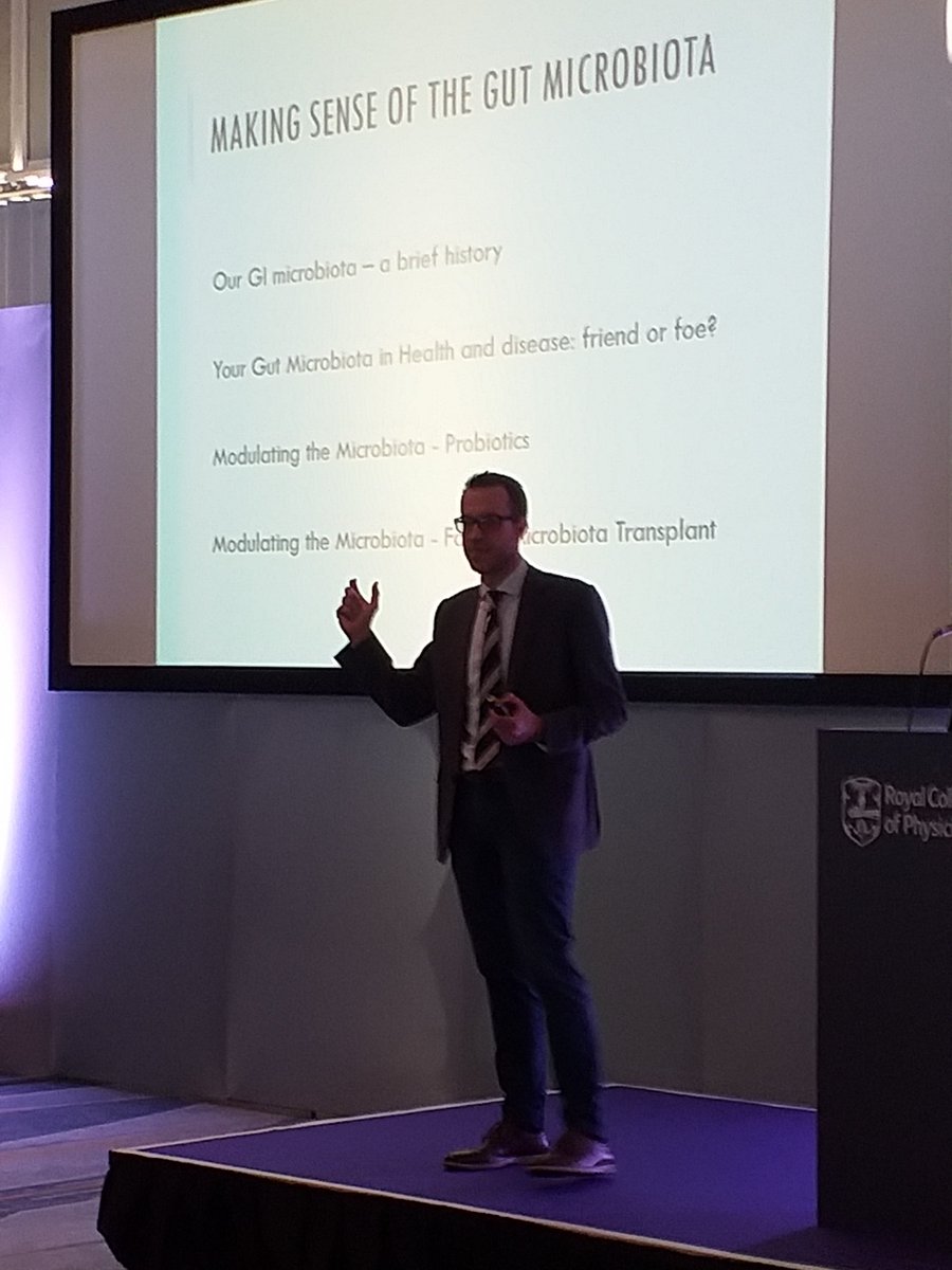 RCPhysicians's tweet photo. We are here today at Update in Medicine Brighton, with Dr Gareth Parkes asking if gut microbiota hold the secrets to good health. Follow and join in the conversation using #BrightonUpdate2019. https://t.co/KkIrl6epKy