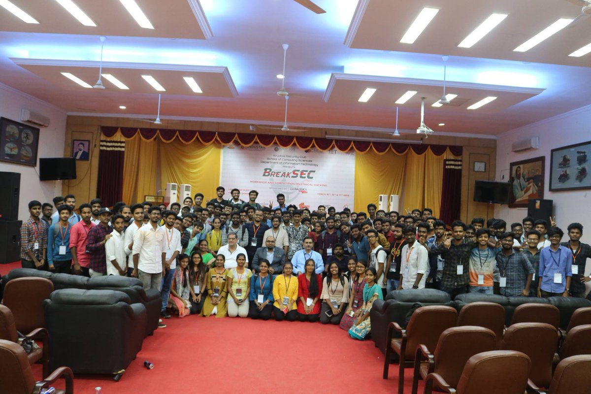 HindustanUni's tweet photo. #BreakSec workshop on Ethical Hacking was conducted by Centre for Networking and Cyber Defense (CNCD) and Department of Information Technology, Hindustan Institute of Technology and Science (HITS), #CNCD #KruptosSecurityClub #HITS #HindustanInstituteofTechnologyandScience https://t.co/gYs481Qy5P