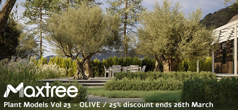 ronenbekerman's tweet photo. Plant Models Vol 23 Released by #MAXTREE https://t.co/x66Gu1lsEr 25% discount ends 26th March! Includes 6 species with 8 variations of High-quality 3D Olive (Olea europaea) tree models #3d #ArchViz #3dTrees #3dPlants #3dVegetation #GrowFX #CGI #Render https://t.co/1z2k8TEoni