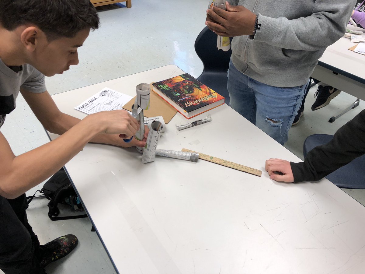 mizzdubs's tweet photo. Do your students have #SOL (StandardizedTesting) brain? Give ‘em a low-risk, high-reward design challenge like building a paper table to help grease the gears and wake them up! There were zero student complaints even after their 3 hours of testing! @BurleyBears @k12albemarle https://t.co/CeUQt3G7ZT