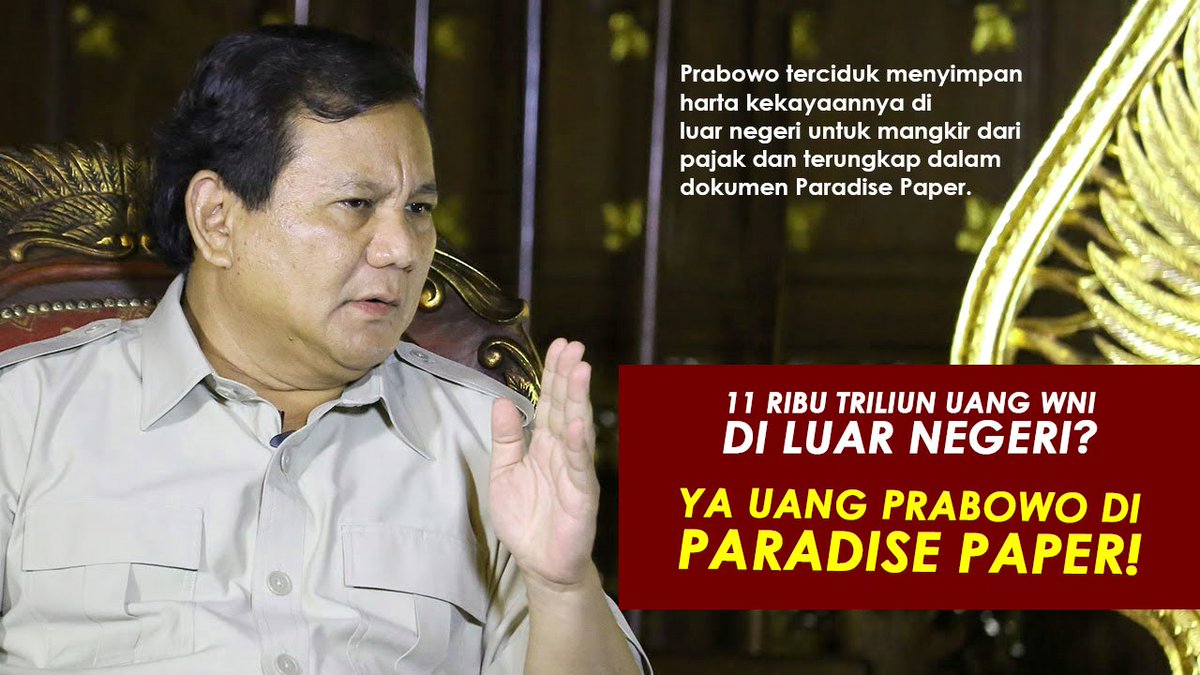 AdiImmortality's tweet photo. Prabowo dan Paradise Papersnya masih dalam banyak perbincangan. Tapi dia sudah berani bilang kepada orang bahwa uang WNI 11 triliun ada di Indonesia, dia bisa menuduh orang tapi tidak mau mengakui yang dia lakukan. https://t.co/FFpwxs8LPC    @MariaSantika7 @elfox_17 @akmalwp @i https://t.co/8w82lQ7U5a