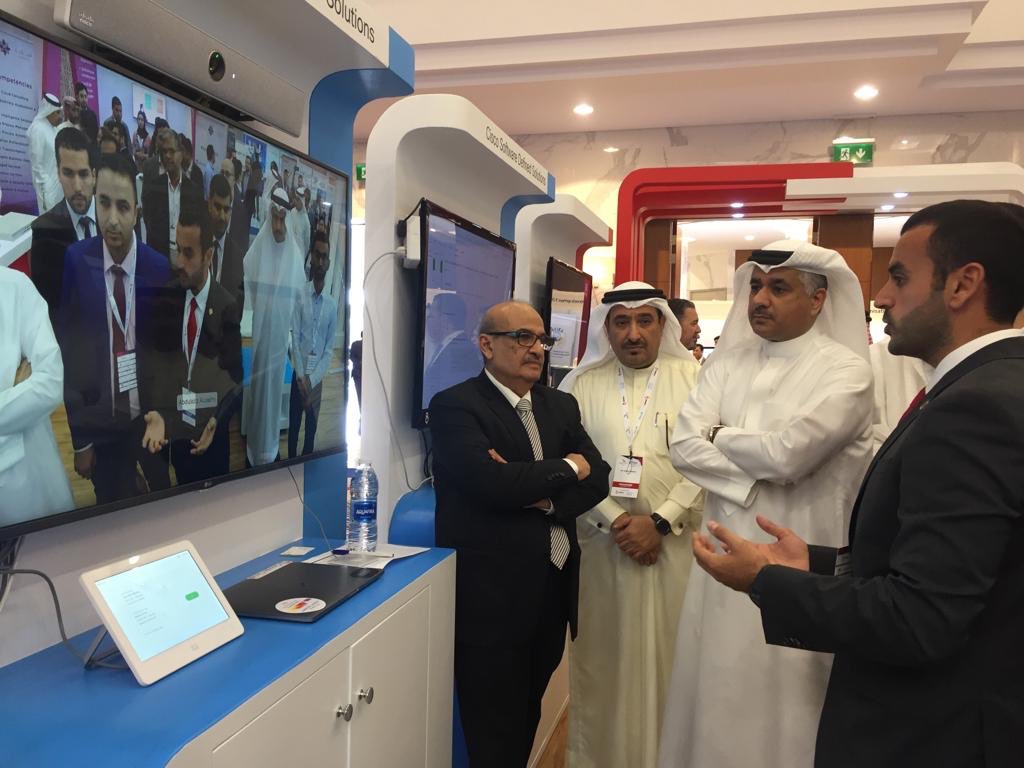 ciscomiddleeast's tweet photo. H.E. Kamal Bin Ahmed, Ministry of Transportation and Telecommunications, visits the #Cisco stand at #BITEX! #CiscoBahrain #MeetICT https://t.co/ycJS8A1odj
