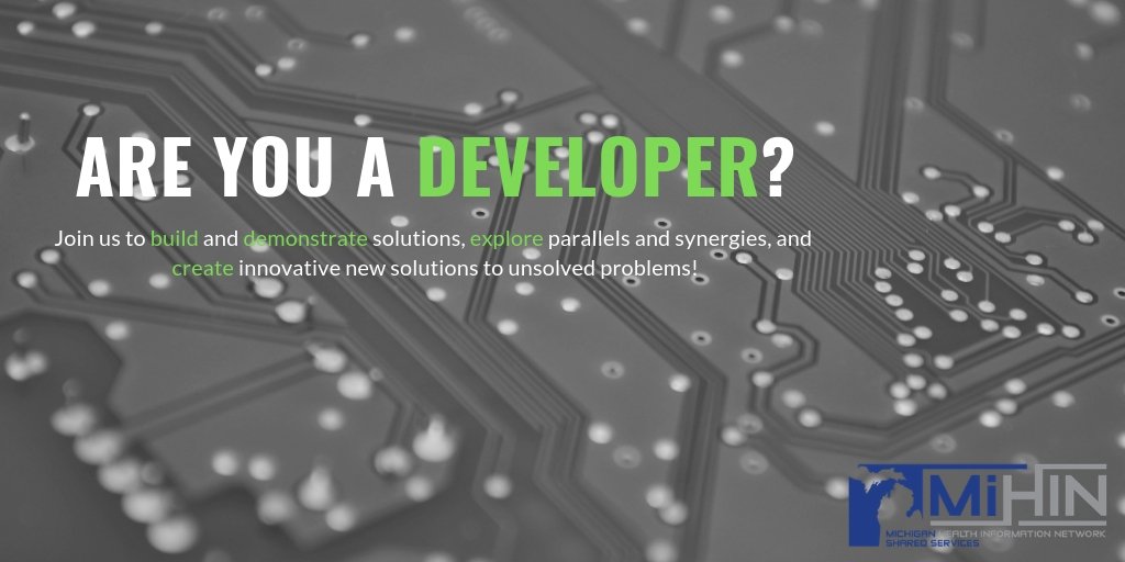 MiHIN's tweet photo. Join us to build, demonstrate, explore and create during the 2019 Connectathon! https://t.co/h2UrAj2GEl #MiConnectathon #interoperability #developers #informationtechnology #interoperabilityland #IOL #CMH2019 https://t.co/gRnVJk0gSK