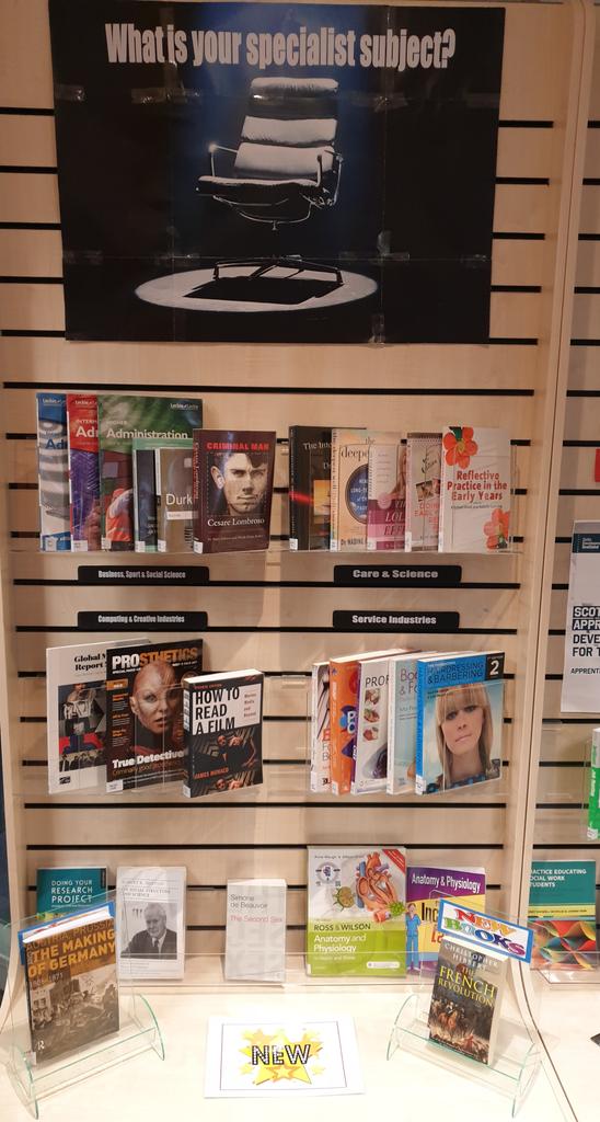 Rosienufc's tweet image. Display of subjects available in our library #libraryinfo #specialistsubject #nclan